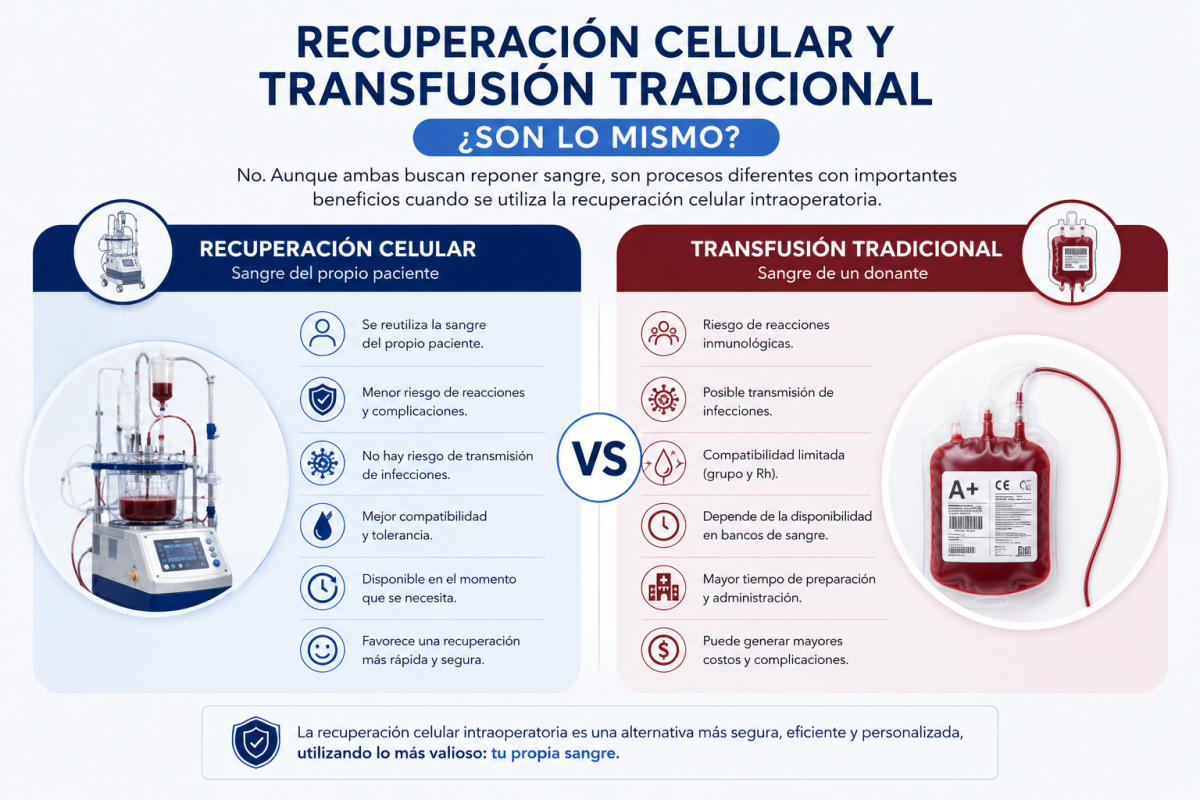 Comparación entre recuperación celular y transfusión tradicional